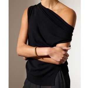 Brochu Walker Nohr Sleeveless Off Shoulder Sweater Neutral Black Size XS